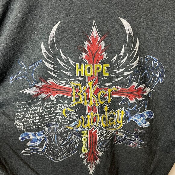 2010 Hope Biker Sunday T Shirt Medium M Gray Graphic Tee Vintage Y2K - Picture 8 of 16
